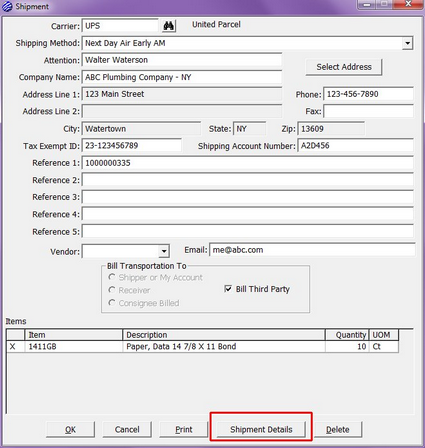 View Shipping Details